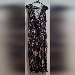 Size 2X Faux Wrap Dress.  Tropical Print.